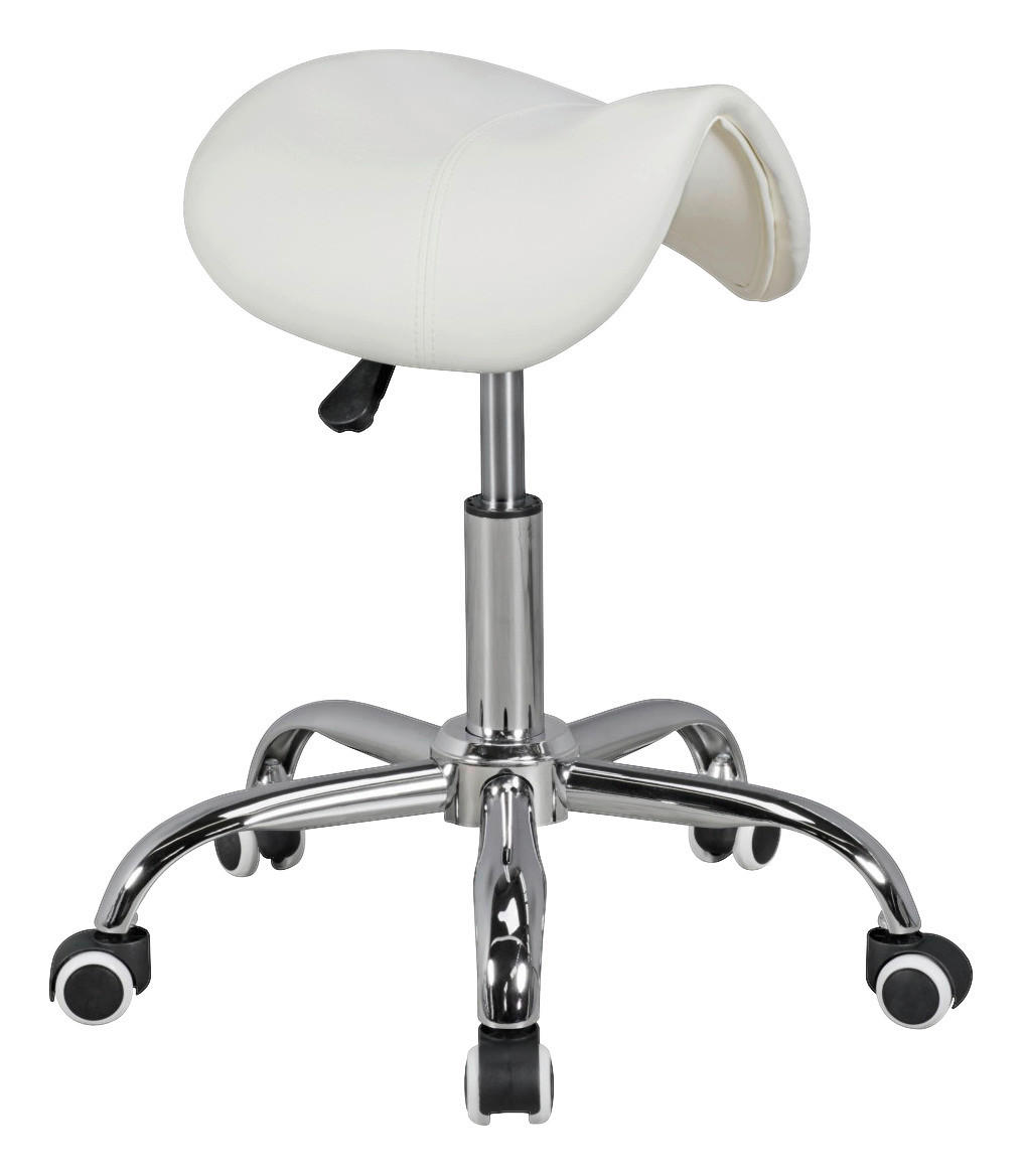 Hocker weiß Kunstleder Sattelhocker MENTON - weiß (60,00/60,00/60,00cm) - Amstyle