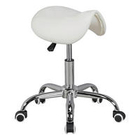 Hocker weiß Kunstleder Sattelhocker MENTON - weiß (60,00/60,00/60,00cm) - Amstyle