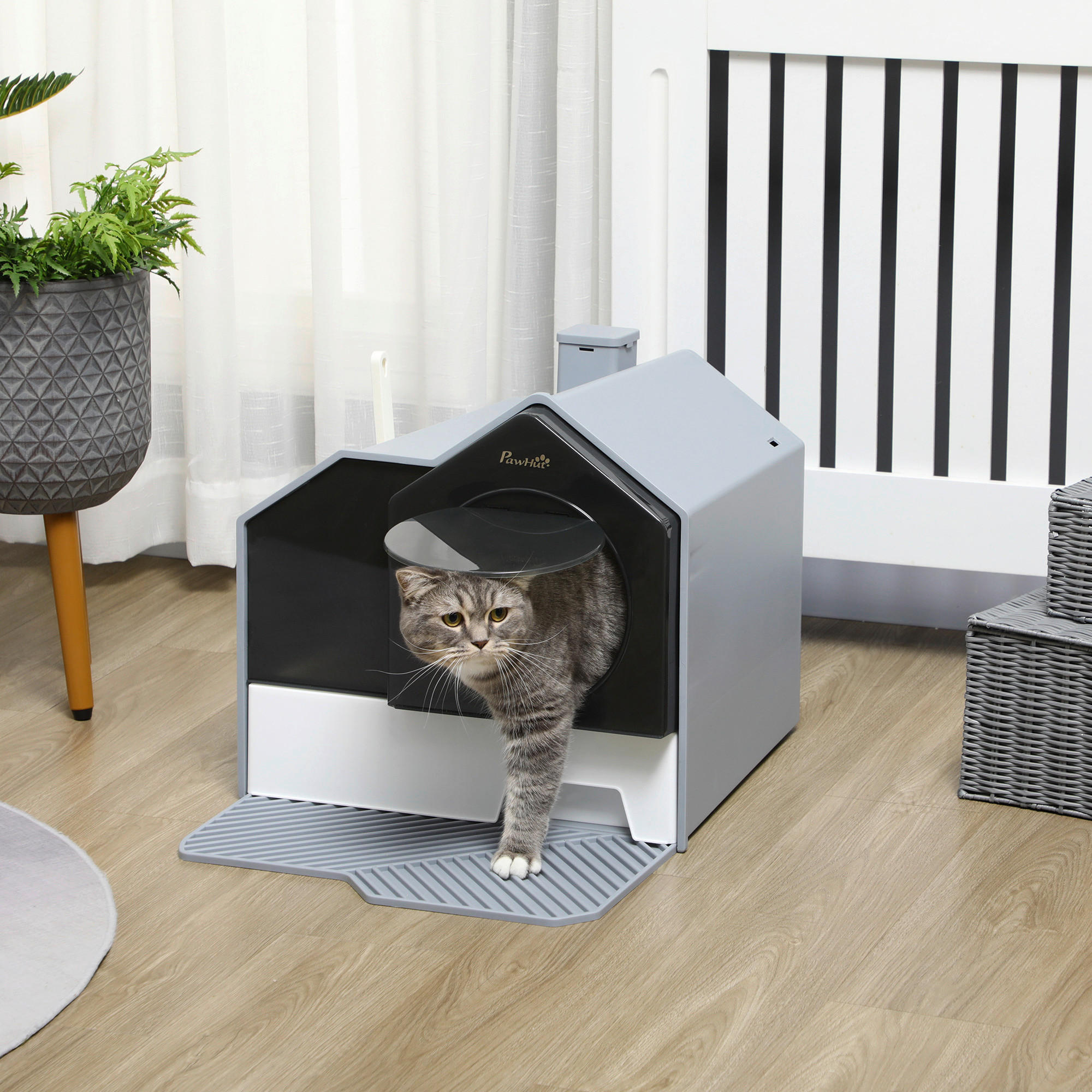 PawHut Katzen-Zubehör grau Polypropylen B/H/L: ca. 45x47x42 cm Katzentoilette - grau (42,00/45,00/47,00cm) - PawHut