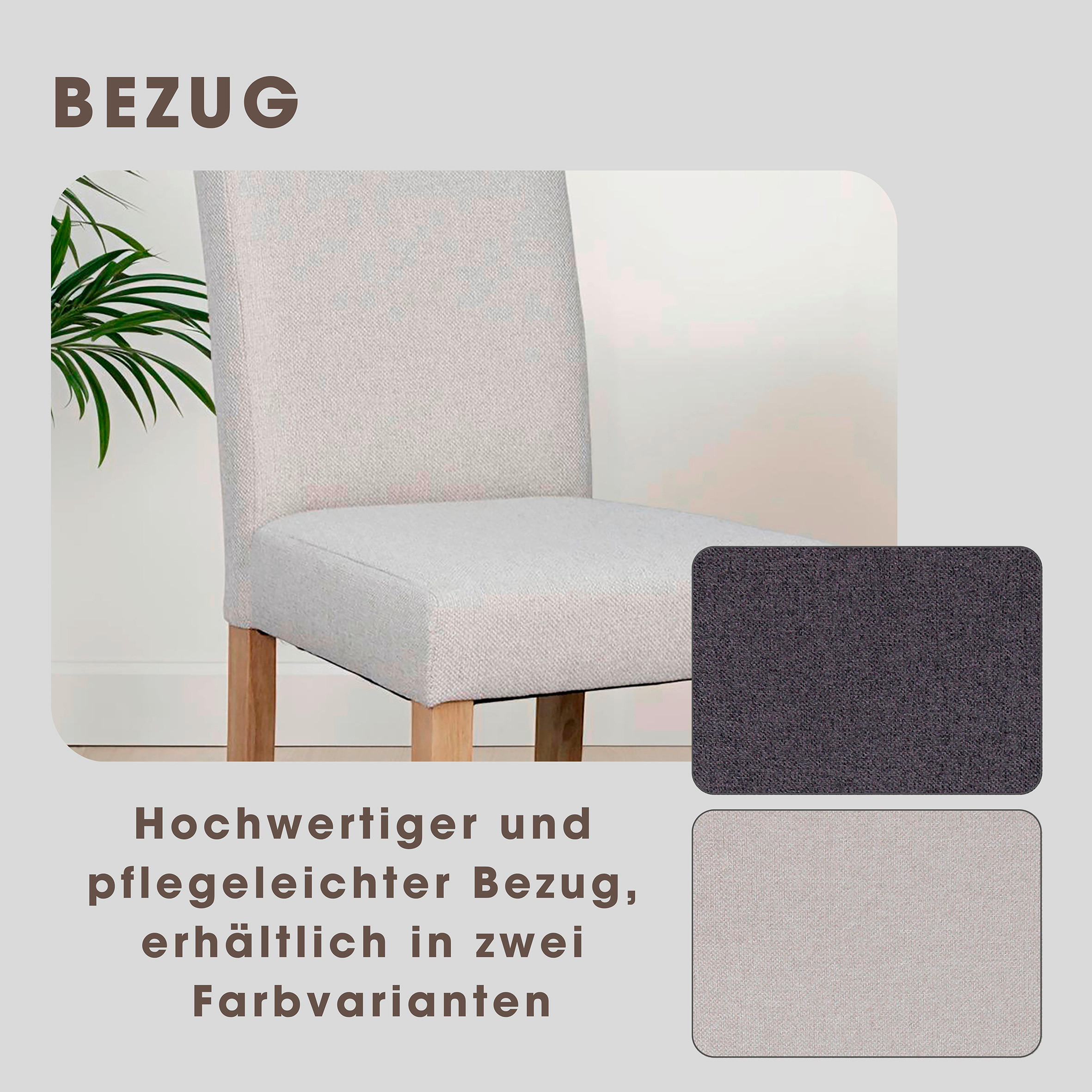 Stuhl ELIAS natur taupe Webstoff B/H/T: ca. 47x99,5x60 cm ELIAS - natur/taupe (47,00/99,50/60,00cm) - byLIVING