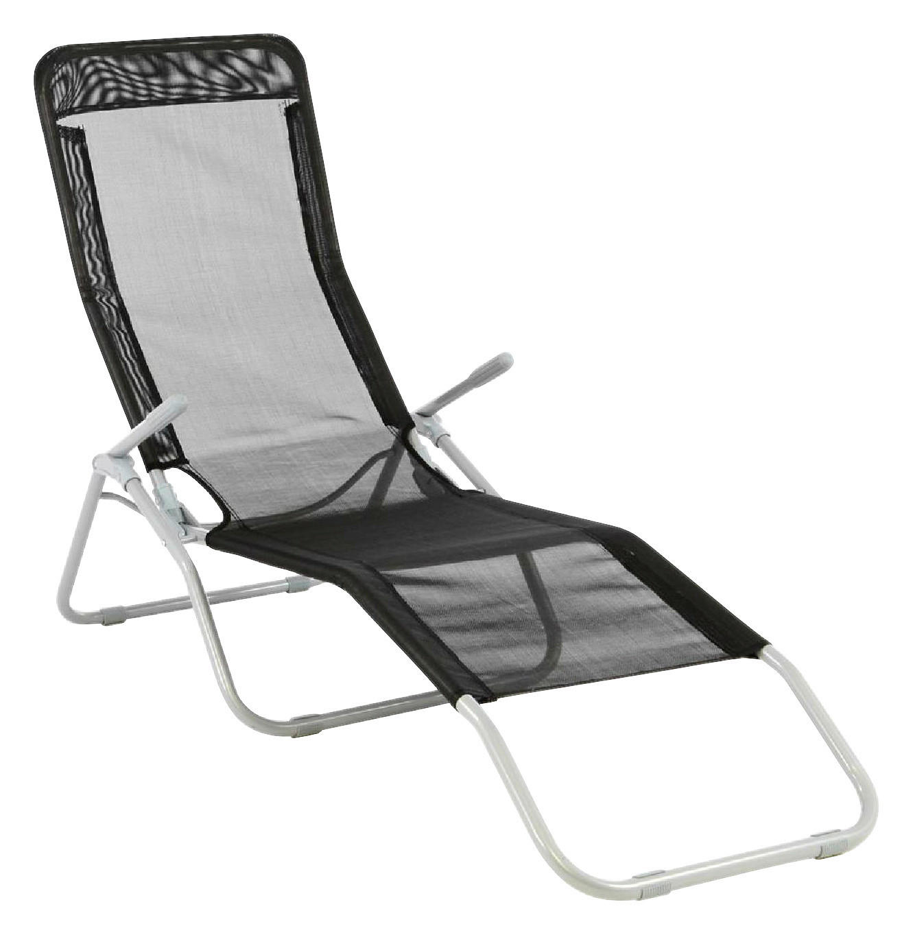 VCM Gartenliege schwarz Stahl B/H/L: ca. 48x100x160 cm Gartenliege - schwarz (160,00/48,00/100,00cm) - VCM
