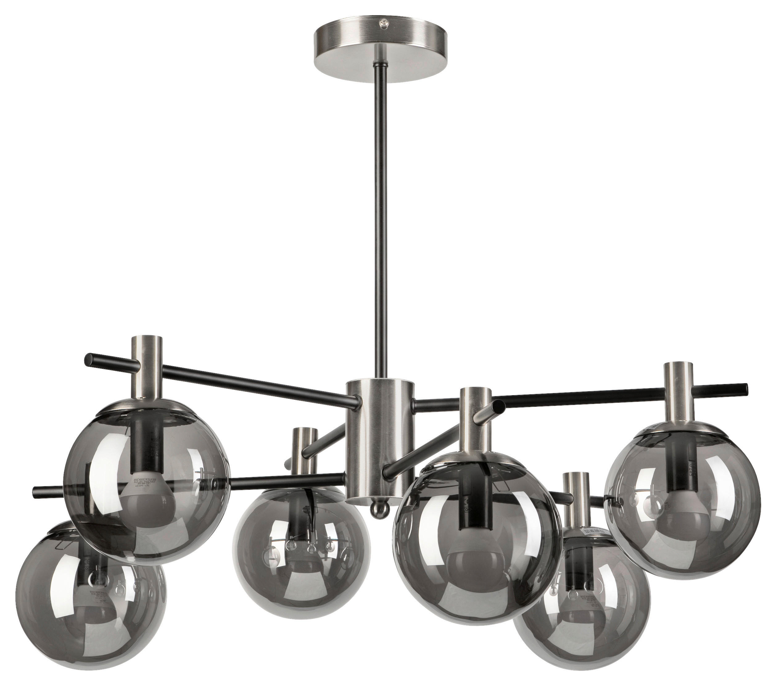 Lamkur Deckenleuchte Chrom Glas Stahl B/H/L: ca. 54x53x54 cm E14 6 Brennstellen LILOU - Chrom (54,00/54,00/53,00cm) - Lamkur