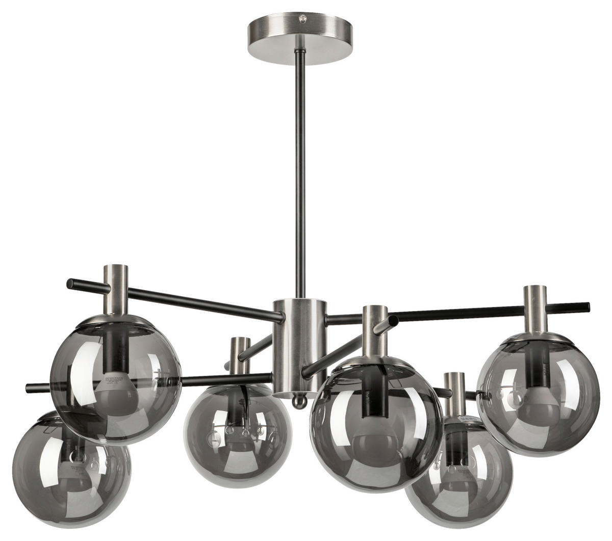 Lamkur Deckenleuchte Chrom Glas Stahl B/H/L: ca. 54x53x54 cm E14 6 Brennstellen LILOU - Chrom (54,00/54,00/53,00cm) - Lamkur