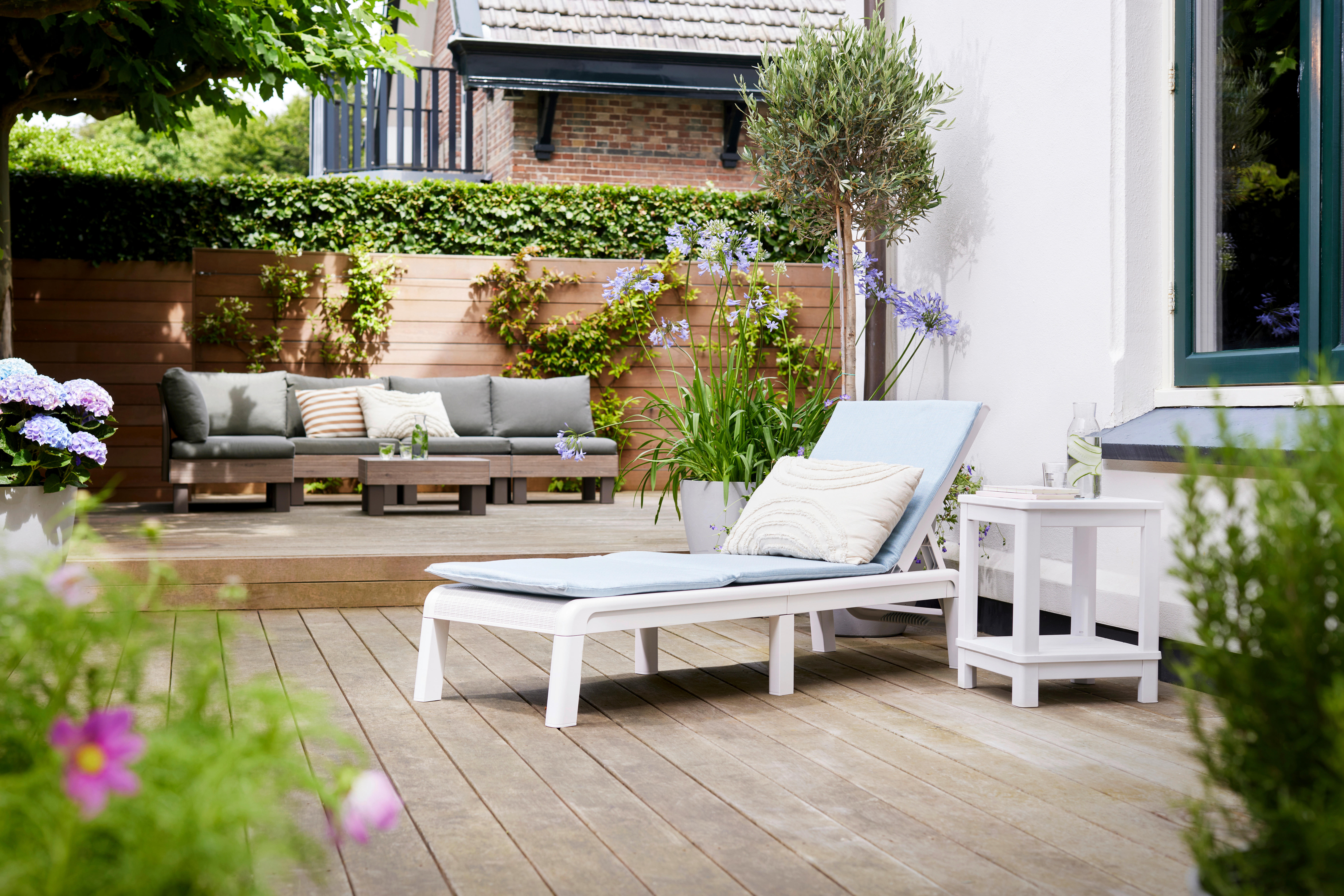 Thumbnail - Jardin Sonnenliege Mallorca weiß Kunststoff B/H/L: ca. 59x255x78 cm