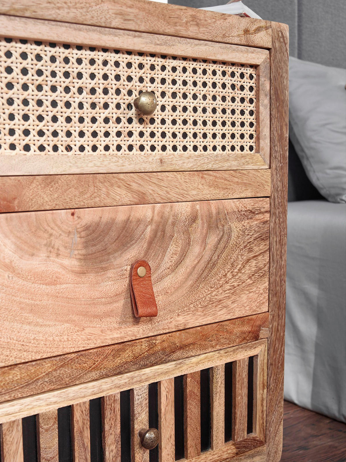 Nachtkonsole braun B/H/T: ca. 40x60x30 cm Nachtkonsole - braun (40,00/60,00/30,00cm) - Wohnling