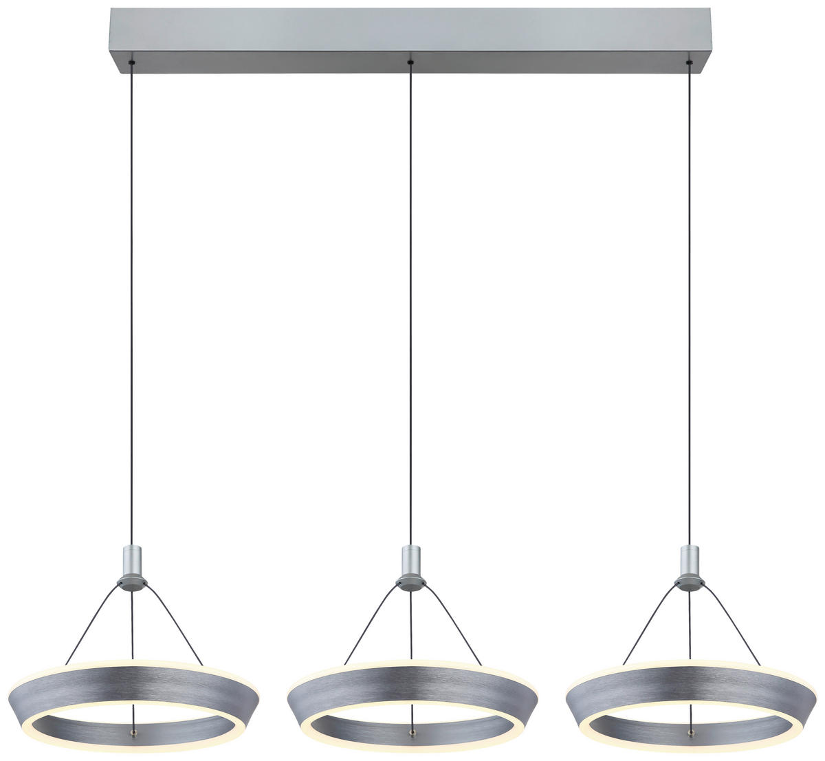 GLOBO LED-Pendelleuchte 67316-3 titanfarbig grau Metall Silikon Aluminium B/H/T: ca. 30,4x180x97,5 cm FERRA - titanfarbig/grau (30,40/180,00/97,50cm) - GLOBO