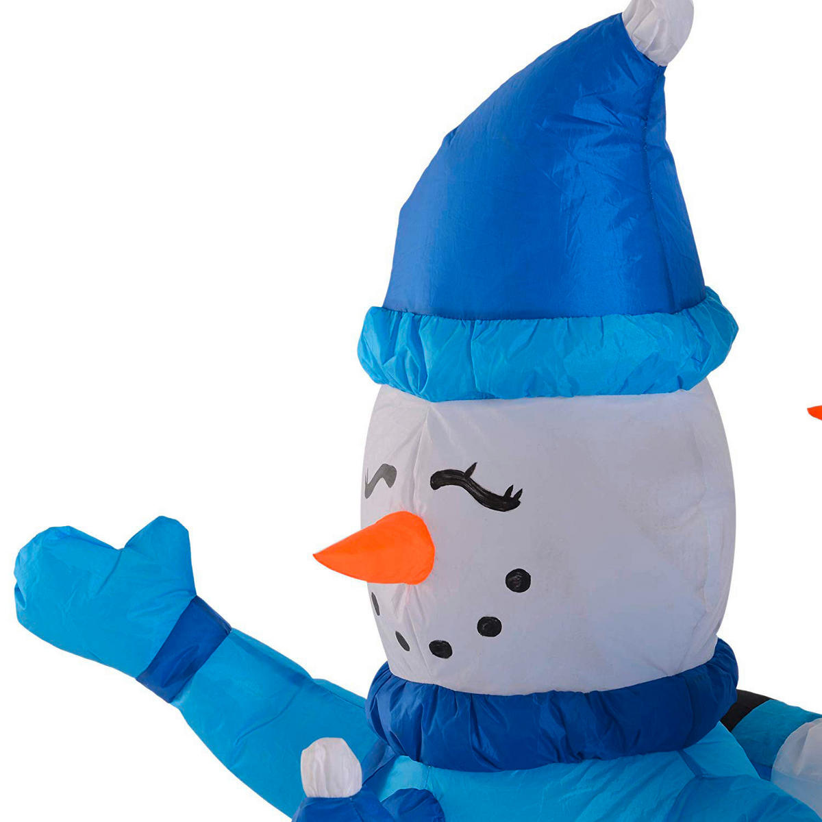 HOMCOM Schneemannfamilie LED-Schneemannfamilie_aufblasbar - blau/weiß (100,00/55,00/120,00cm) - HOMCOM