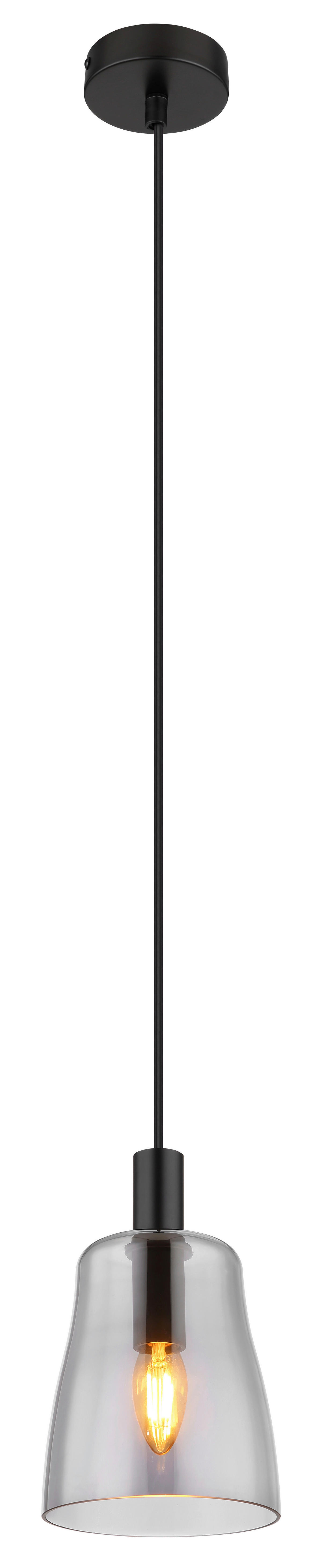 GLOBO Pendelleuchte Rauch schwarz Glas Metall H/D: ca. 120x14,5 cm E14 1 Brennstellen GARRI - schwarz/Rauch (14,50/120,00cm) - GLOBO