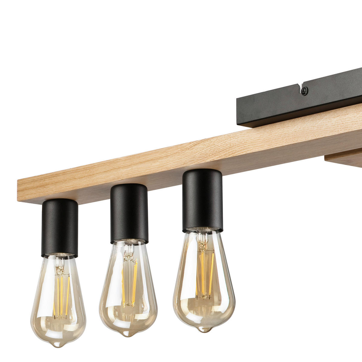 Lamkur Deckenleuchte MATTE 50300 Eiche schwarz Eiche Glas Stahl H/L: ca. 12x104 cm E27 6 Brennstellen Matte - Eiche/schwarz (104,00cm) - Lamkur