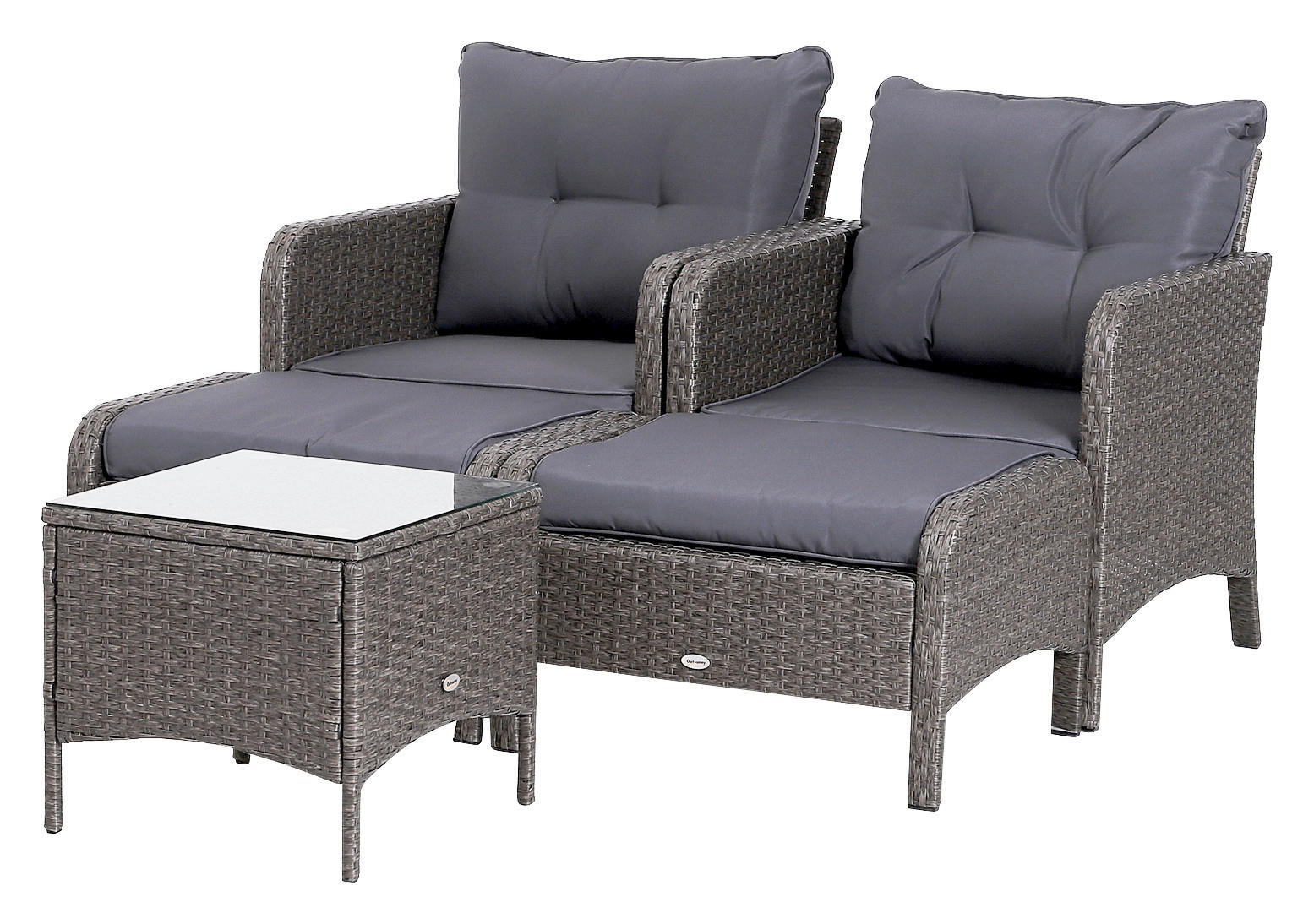 Outsunny Gartensitzgruppe dunkelgrau Polyrattan Gartengarnitur_5tlg. - dunkelgrau - Outsunny