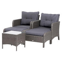 Outsunny Gartensitzgruppe dunkelgrau Polyrattan Gartengarnitur_5tlg. - dunkelgrau - Outsunny
