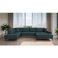 Wohnlandschaft Zero azur Microfaser B/H/T: ca. 362x86x195 cm Zero - schwarz/azur (362,00/86,00/195,00cm)