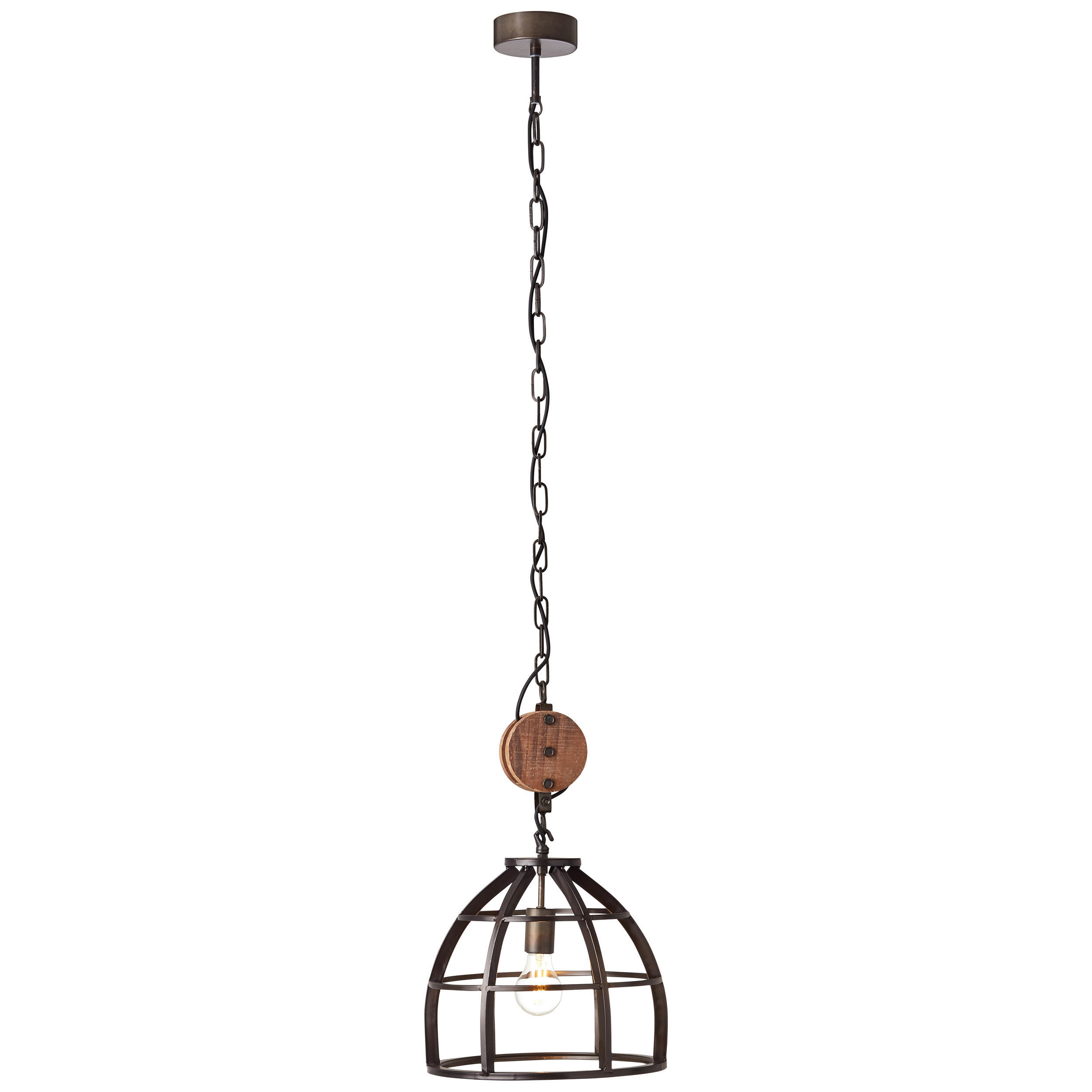 Brilliant Pendelleuchte Matrix 2 HK17186S76 schwarz Metall Holz H/D: ca. 147x34 cm E27 1 Brennstellen Matrix 2 - schwarz (34,00/147,00cm) - Brilliant
