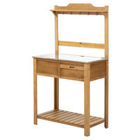 Outsunny Pflanztisch mit Haken natur B/H/L: ca. 42x142x80 cm Pflanztisch 845-375 - natur (80,00/42,00/142,00cm) - Outsunny