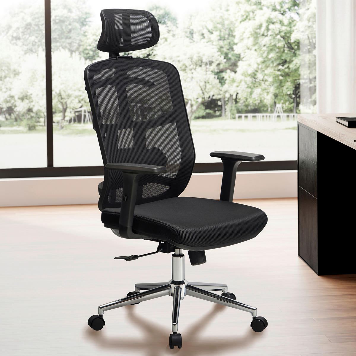 Drehstuhl schwarz Bürostuhl - schwarz (68,00/130,00/68,00cm) - Amstyle