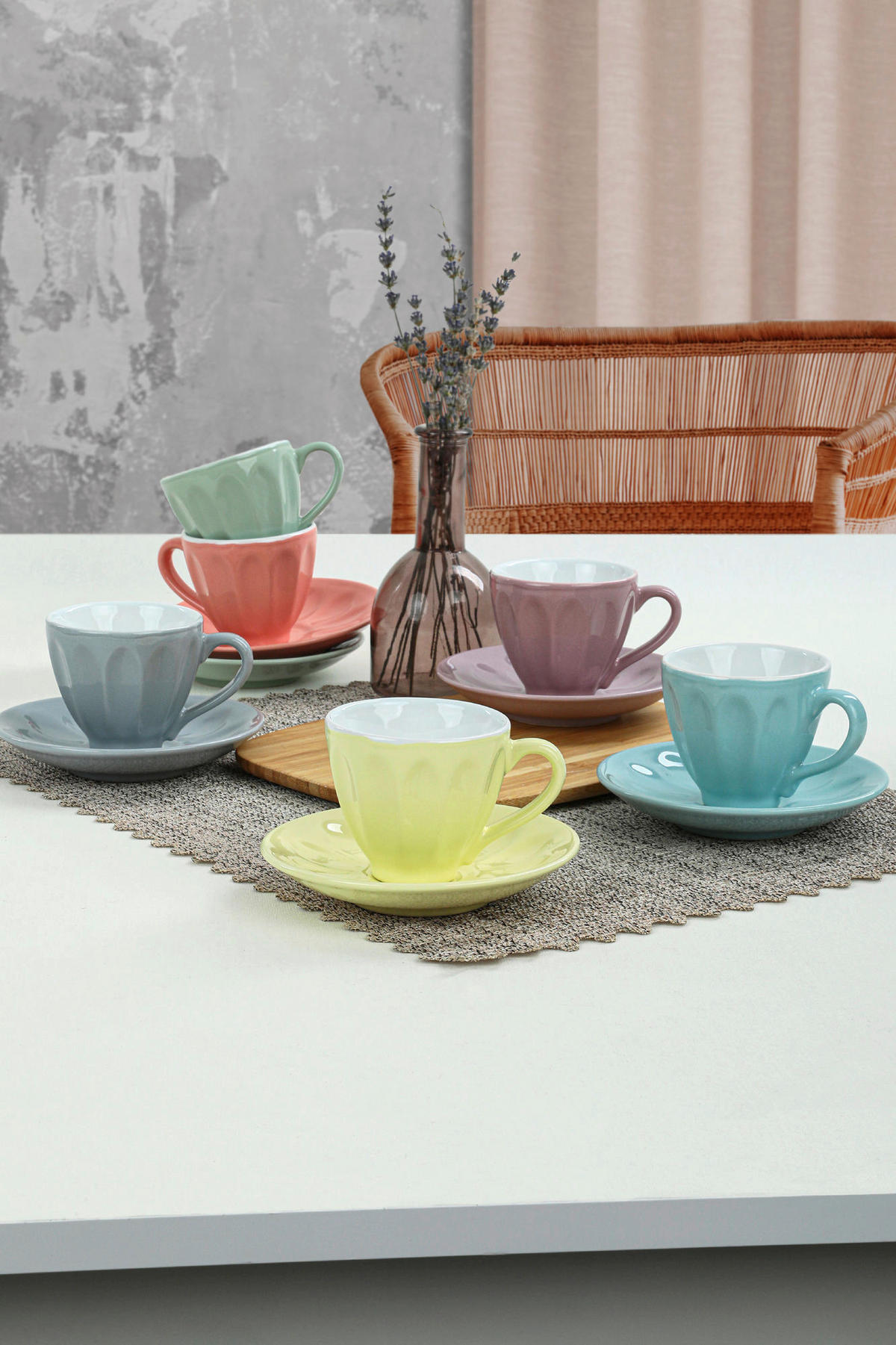 HermiaConcept Teetasse 12-tlg. mehrfarbig Steingut 12-tlg. - mehrfarbig - HermiaConcept