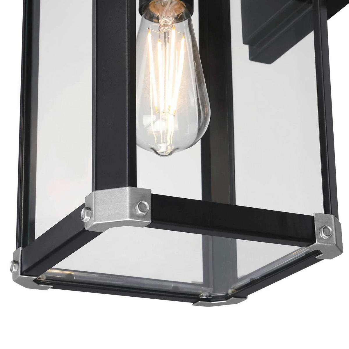 Westinghouse Außenwandleuchte Glendora mattschwarz Metall Glas B/H/L: ca. 18x38x21 cm E27 1 Brennstellen Glendora - mattschwarz (21,00/18,00/38,00cm) - Westinghouse