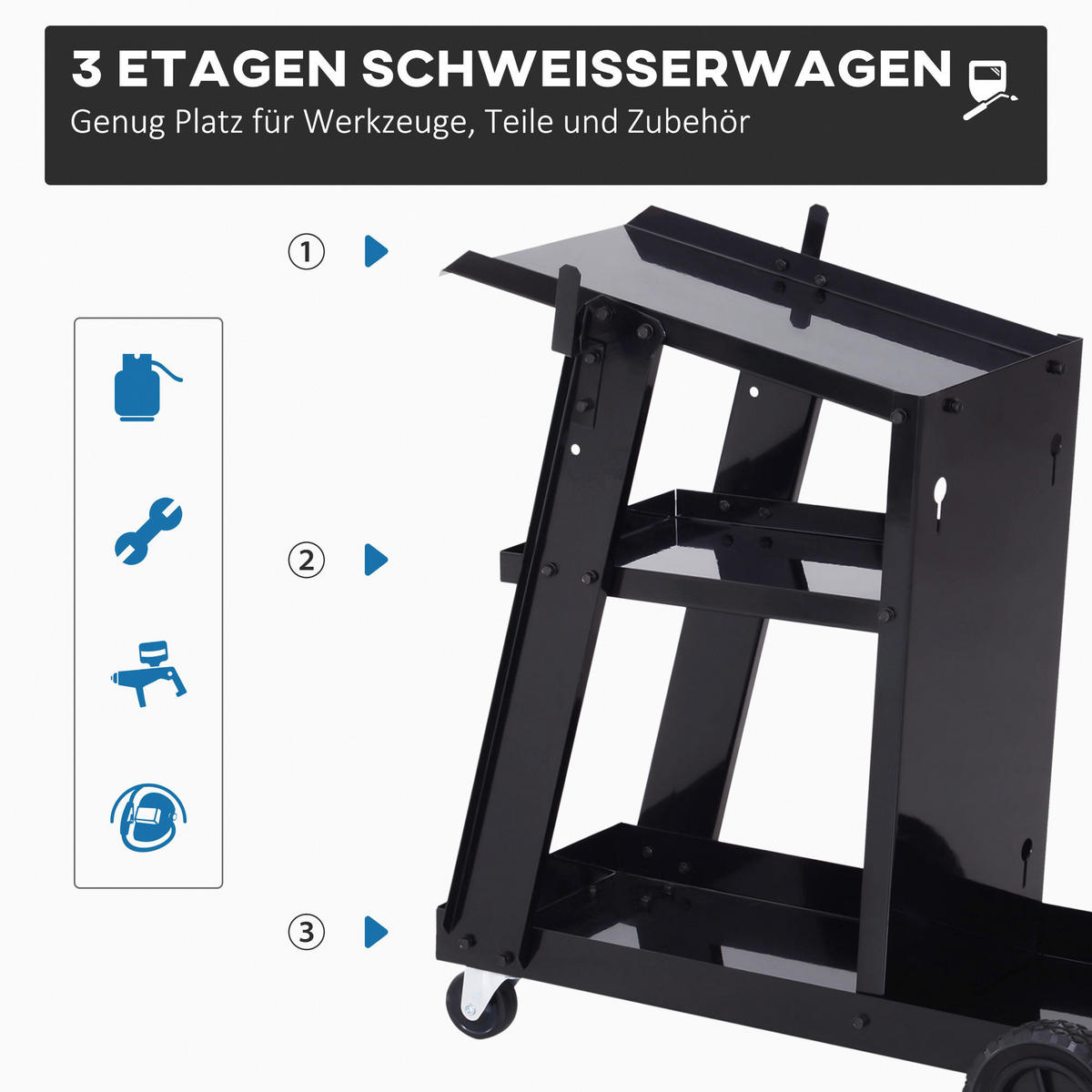 Werkstatt-Zubehör schwarz B/H/L: ca. 39x71x70 cm Schweißwagen - schwarz (70,00/39,00/71,00cm) - DURHAND