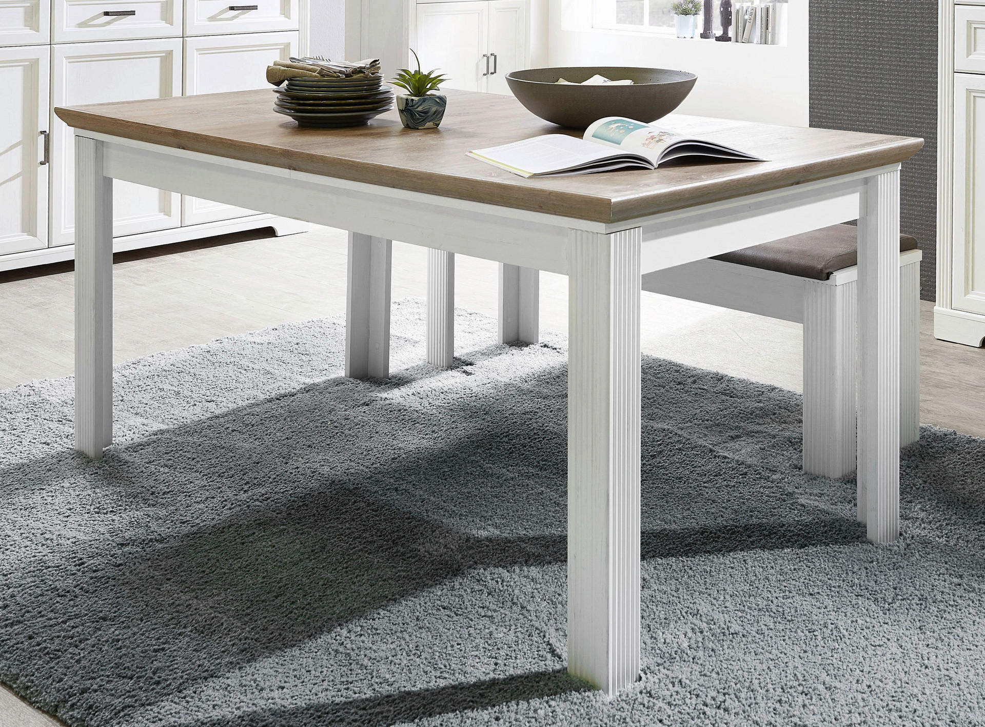 Esstisch Jasmin Eiche Artisan Nachbildung weiß Pinie Nachbildung B/H/T: ca. 160x76x90 cm Jasmin - Eiche/weiß (160,00/76,00/90,00cm)