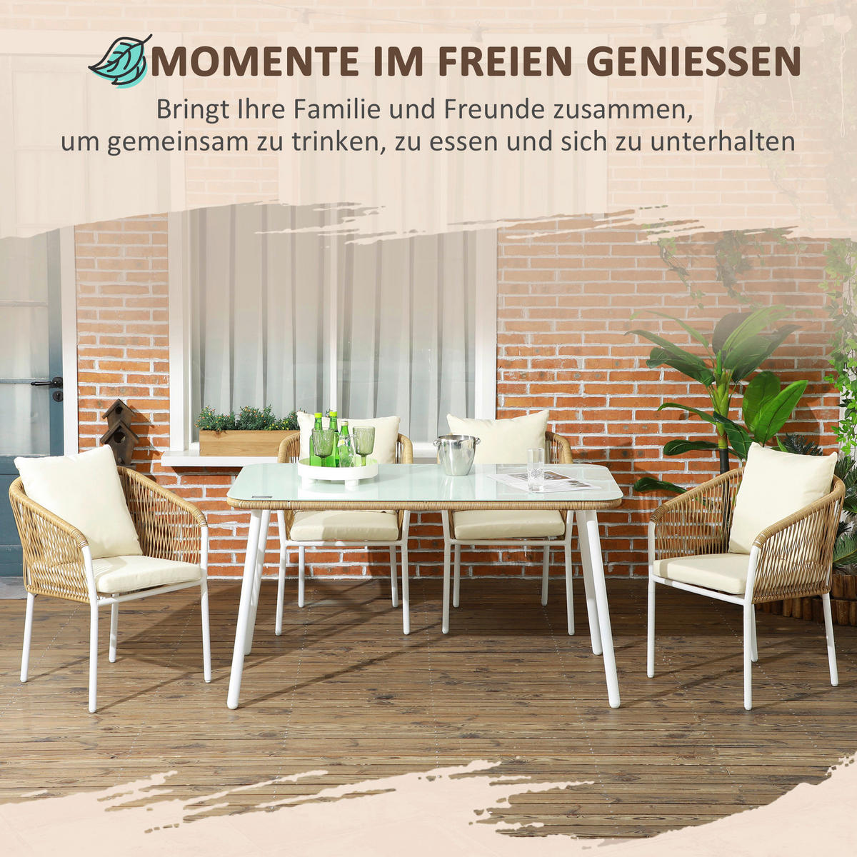 Outsunny Bistro-Set gelb Aluminium B/H/L: ca. 80x74x140 cm Bistro-Set - gelb (140,00/80,00/74,00cm) - Outsunny