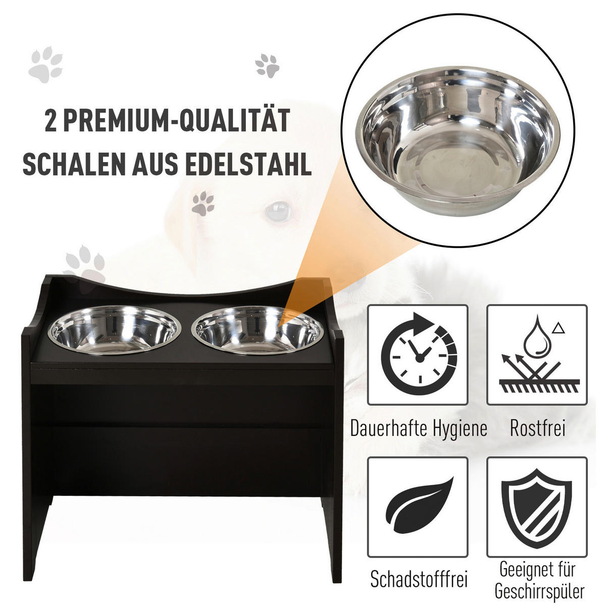 PawHut Futterstation dunkelbraun MDF B/H/T: ca. 54x47x32 cm Futterstation - dunkelbraun (54,00/47,00/32,00cm) - PawHut