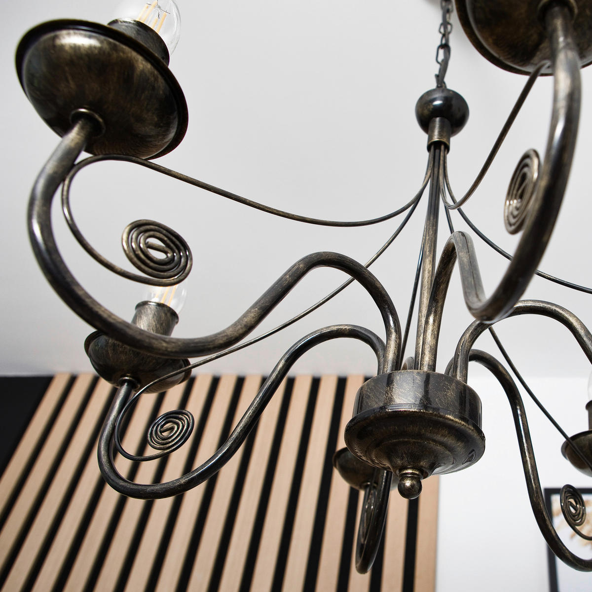 Lamkur Kronleuchter schwarz Stahl B/H/L: ca. 57x72x57 cm E14 6 Brennstellen DONATO - schwarz (57,00/57,00/72,00cm) - Lamkur