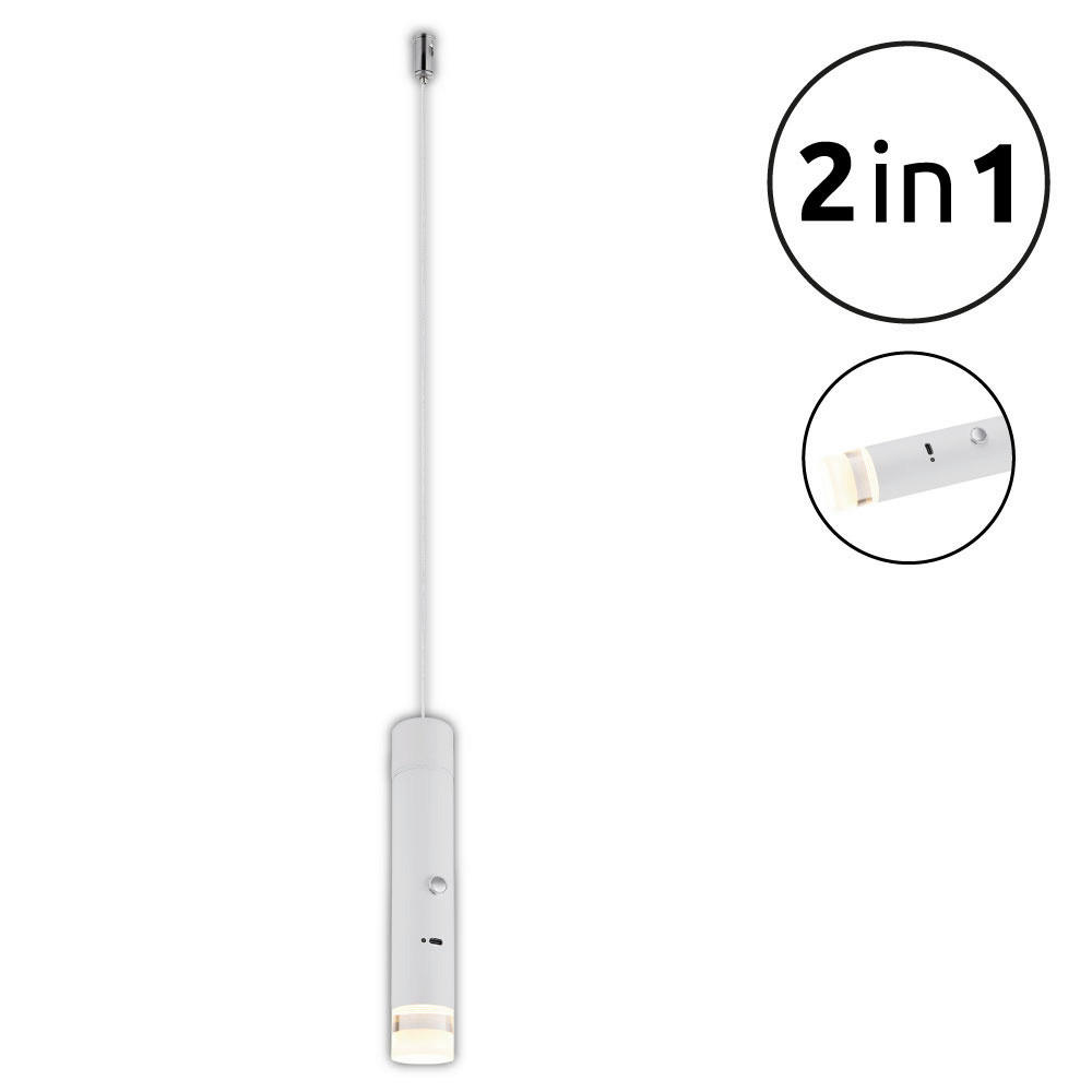 GLOBO LED-Hängeleuchte weiß klar Metall Acryl H/D: ca. 120x3,8 cm 1.0 Brennstellen PELO - klar/weiß (3,80/120,00cm) - GLOBO
