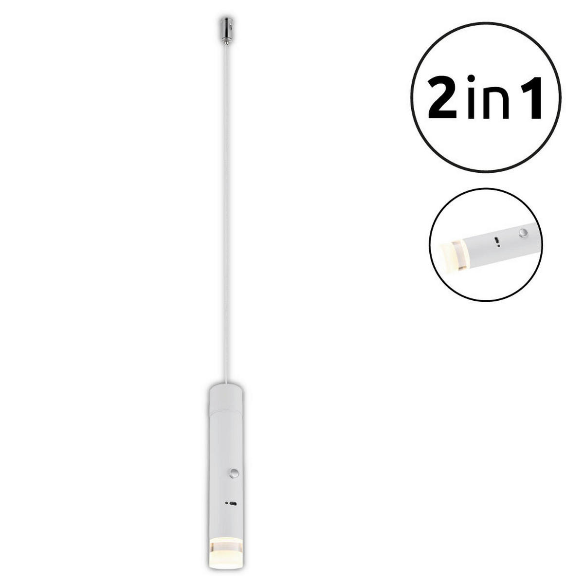 GLOBO LED-Hängeleuchte weiß klar Metall Acryl H/D: ca. 120x3,8 cm 1.0 Brennstellen PELO - klar/weiß (3,80/120,00cm) - GLOBO