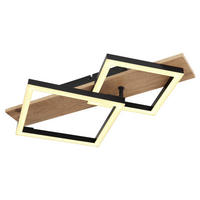 GLOBO LED-Deckenleuchte dunkelbraun schwarz Kunststoff Metall MDF B/H/T: ca. 31x8,5x47,5 cm BEATRIX - dunkelbraun/schwarz (31,00/8,50/47,50cm) - GLOBO