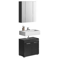 Badezimmer-Set LINUS schwarz schwarz Hochglanz B/H/T: ca. 60x182x34 cm LINUS - schwarz (60,00/182,00/34,00cm) - xonox.home