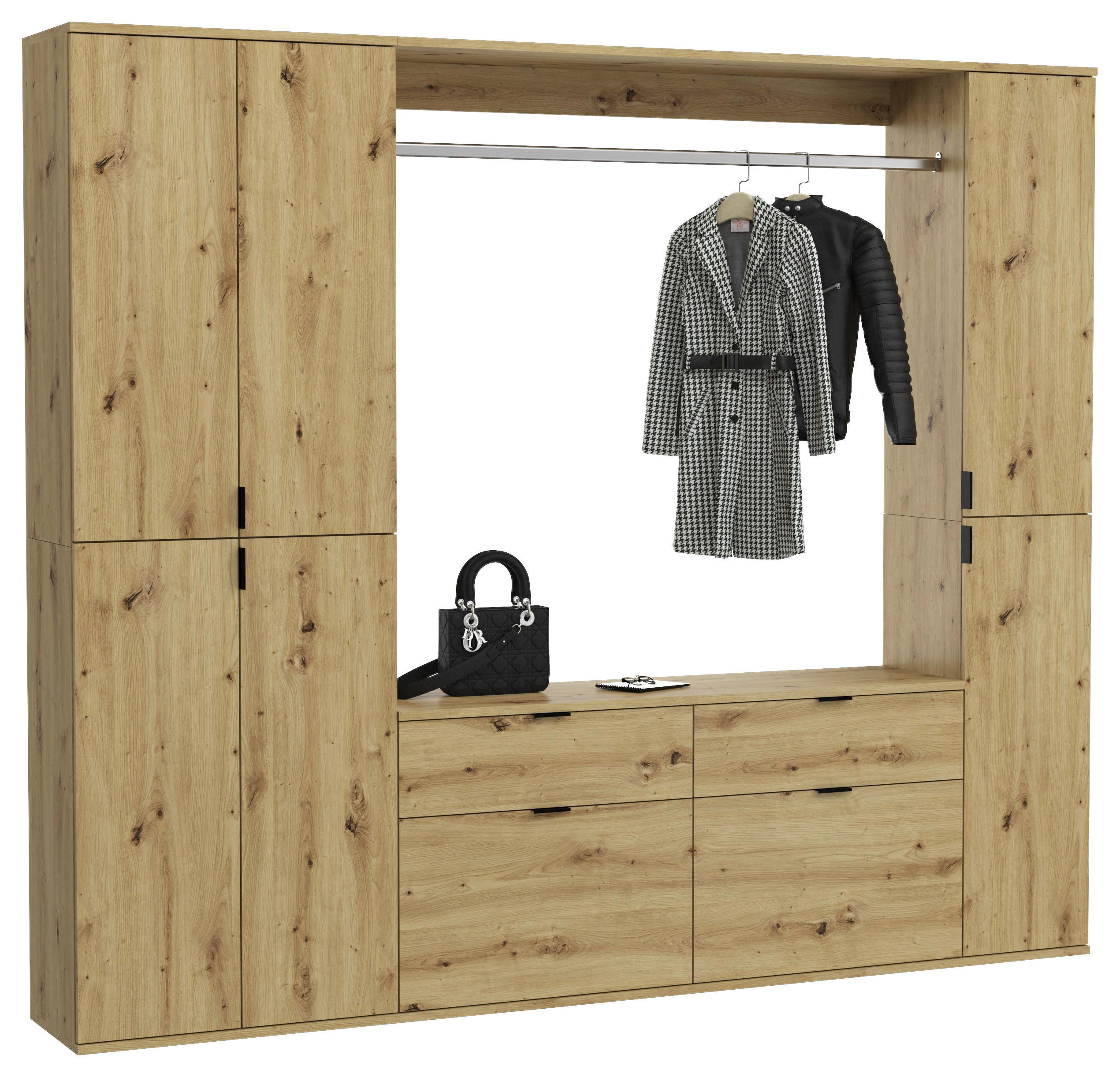 Garderobe PROJEKT Eiche Artisan Nachbildung B/H/T: ca. 212x193x34 cm PROJEKT - Eiche (212,00/193,00/34,00cm) - xonox.home