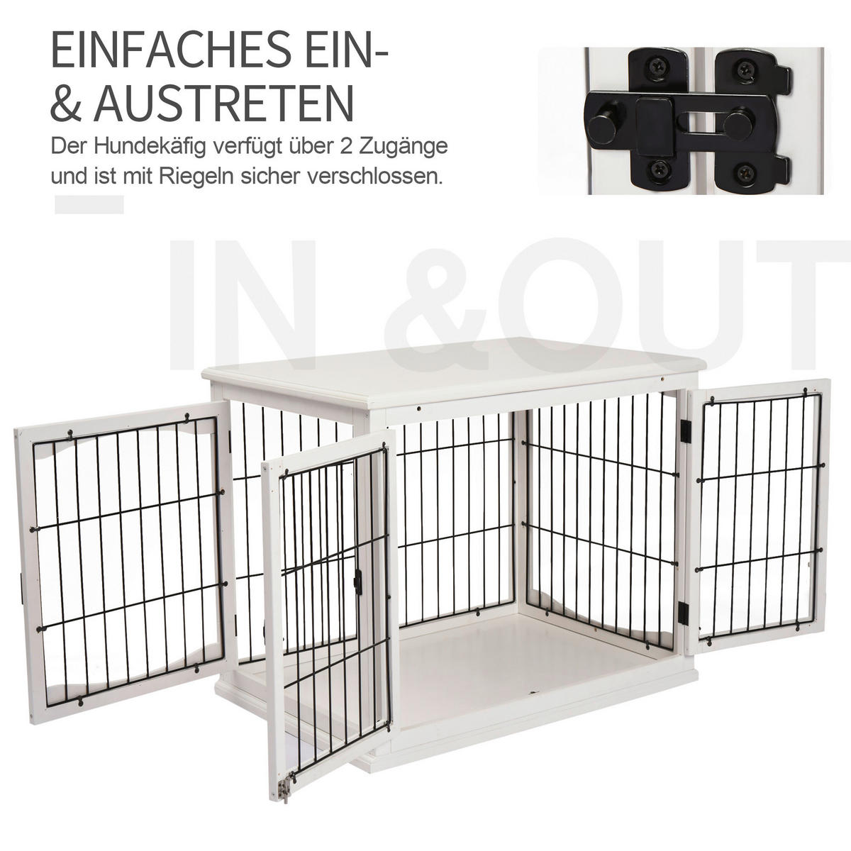 PawHut Hundekäfig weiß Eisen B/H/L: ca. 81x66x58,5 cm Hundekäfig - weiß (58,50/81,00/66,00cm) - PawHut