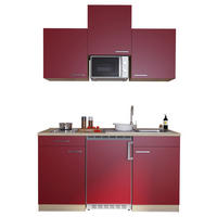 Respekta Singleküche Economy rot matt B/H/T: ca. 150x200x60 cm Economy - Eiche/rot (150,00/200,00/60,00cm) - Respekta