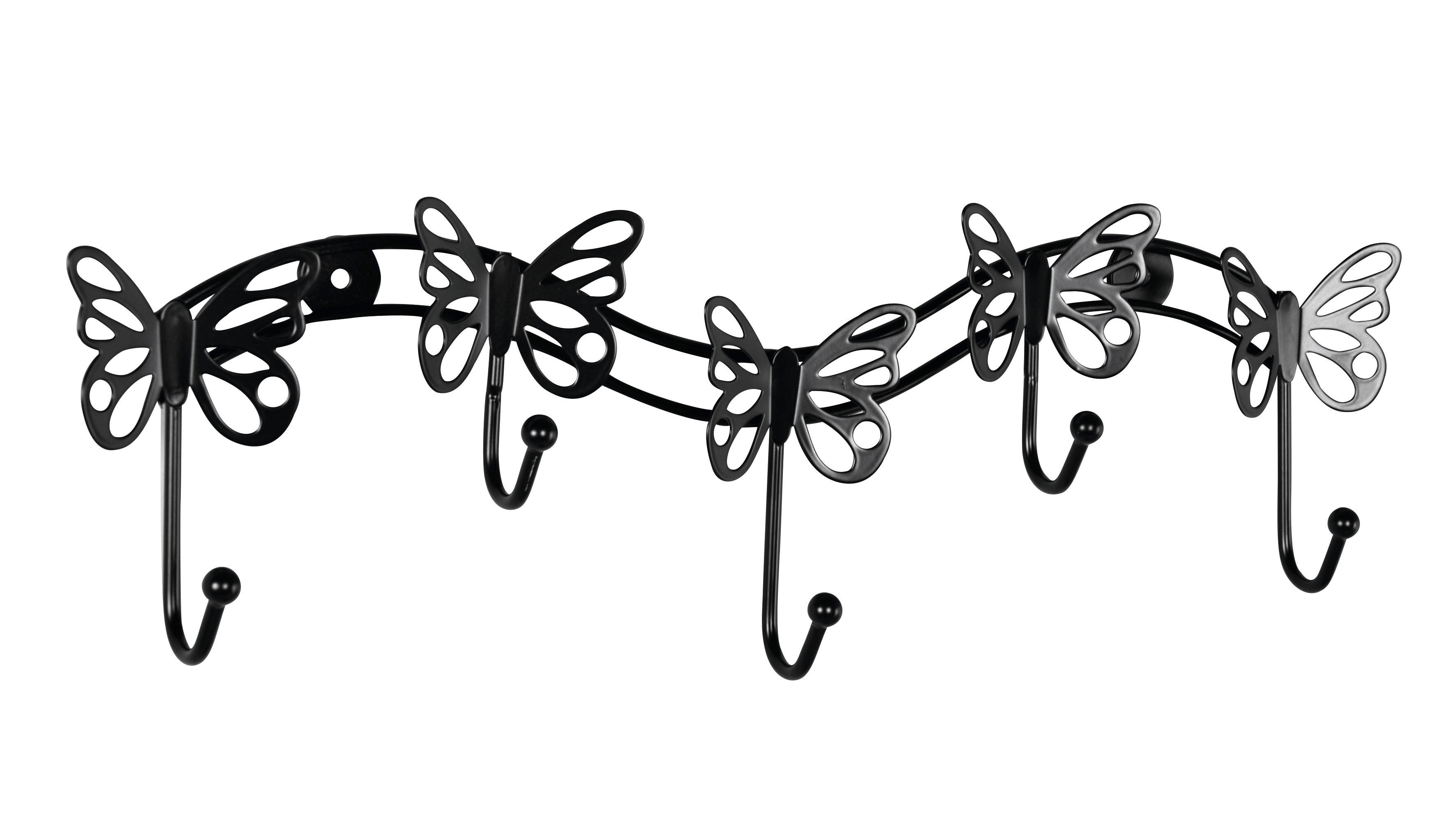 Garderobenleiste Butterfly anthrazit pulverbeschichtet Metall B/H/T: ca. 54x15,5x5 cm Butterfly - anthrazit (54,00/15,50/5,00cm)