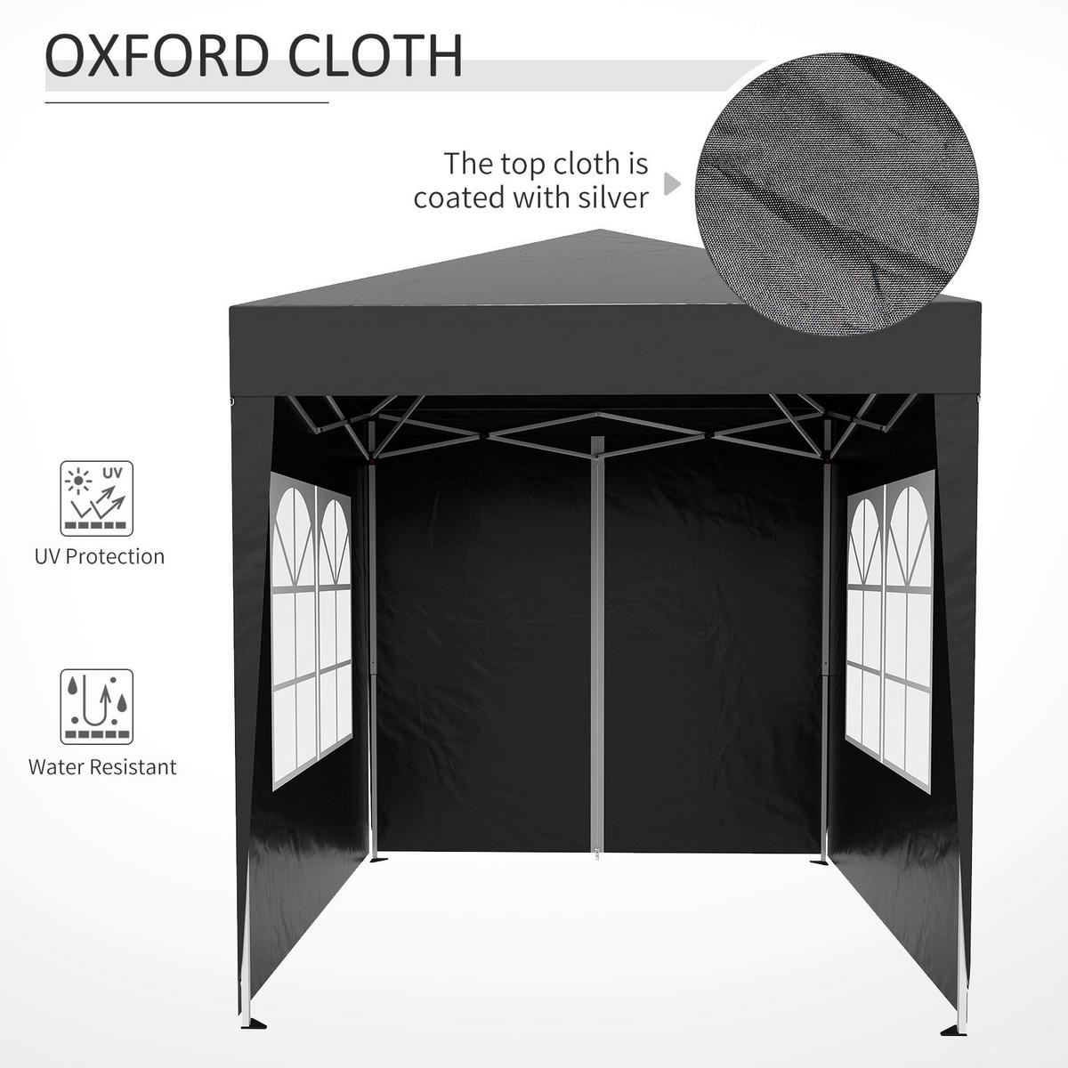 Outsunny Faltpavillon schwarz Stoff B/H/L: ca. 200x240x200 cm Faltpavillon - schwarz (200,00/200,00/240,00cm) - Outsunny