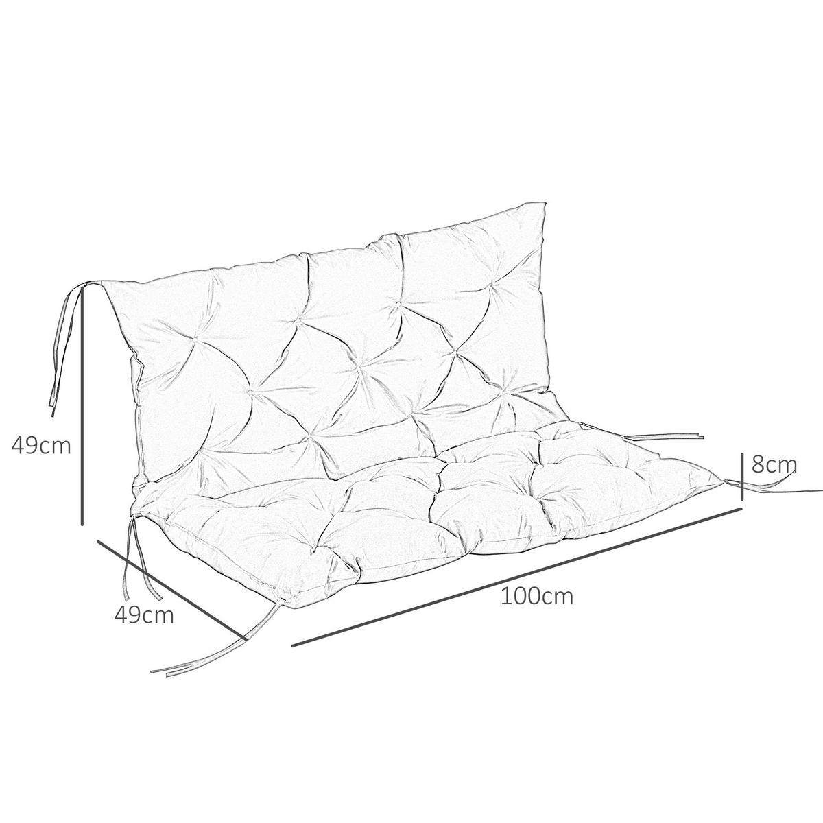 Outsunny Bankauflage schwarz Schaumstoff B/H/L: ca. 98x8x100 cm Bankauflage - schwarz (100,00/98,00/8,00cm) - Outsunny