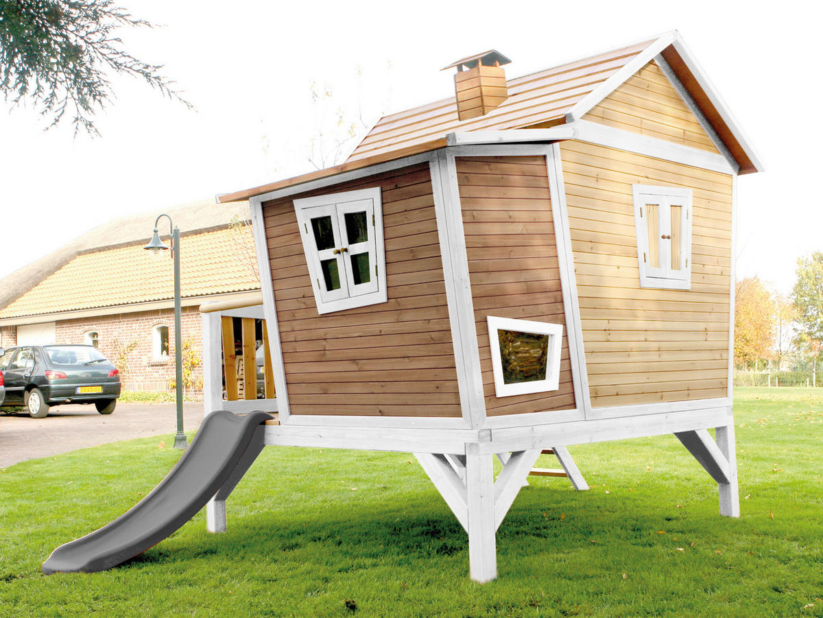 AXI Spielhaus Emma braun B/H/L: ca. 349x227x193 cm Emma - braun/weiß (193,00/349,00/227,00cm) - AXI