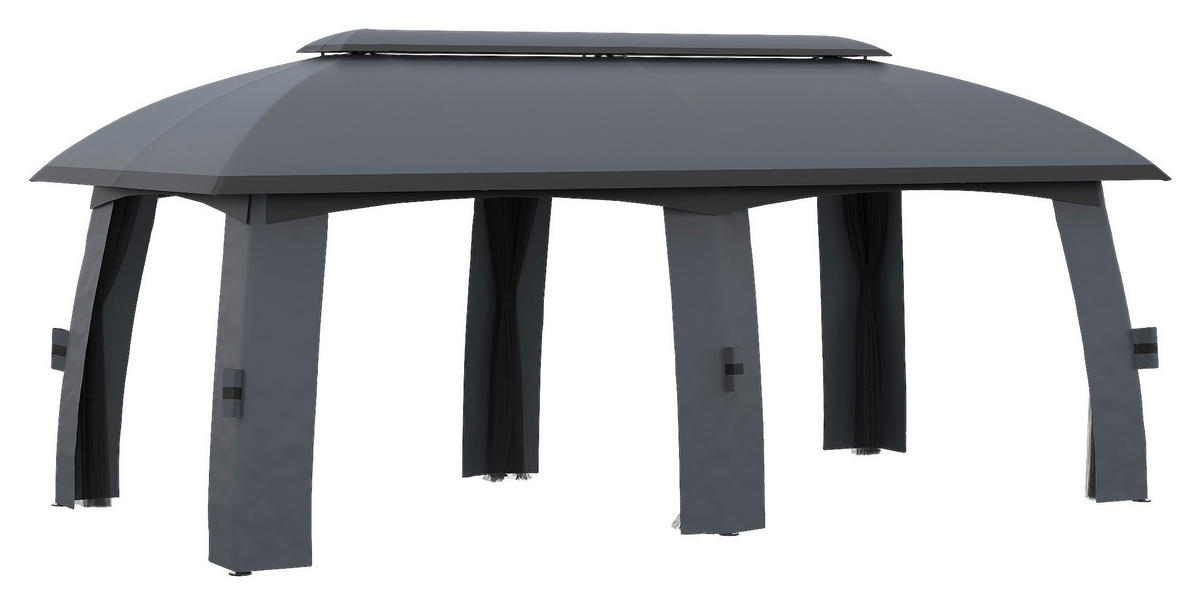 Outsunny Pavillon dunkelgrau Nylon B/H/L: ca. 600x278x300 cm Pavillon - dunkelgrau (300,00/600,00/278,00cm) - Outsunny