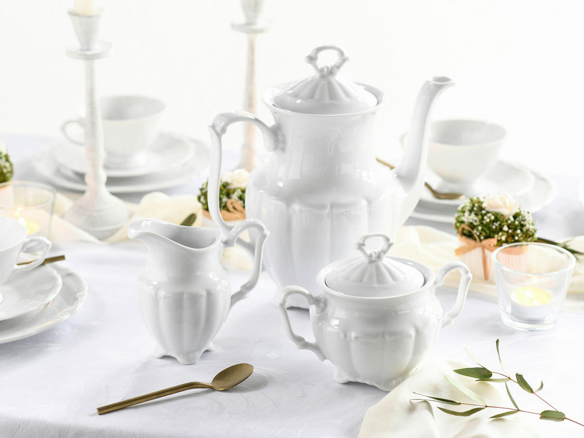 CreaTable Kaffee-Set Maria Theresia weiß Porzellan Maria Theresia - weiß - CreaTable