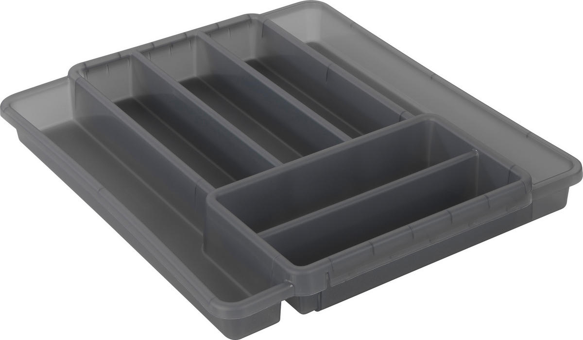 Rotho Besteckkasten DOMINO anthrazit Kunststoff B/H/L: ca. 34,1x5,1x39,7 cm DOMINO - anthrazit (39,70/34,10/5,10cm) - Rotho