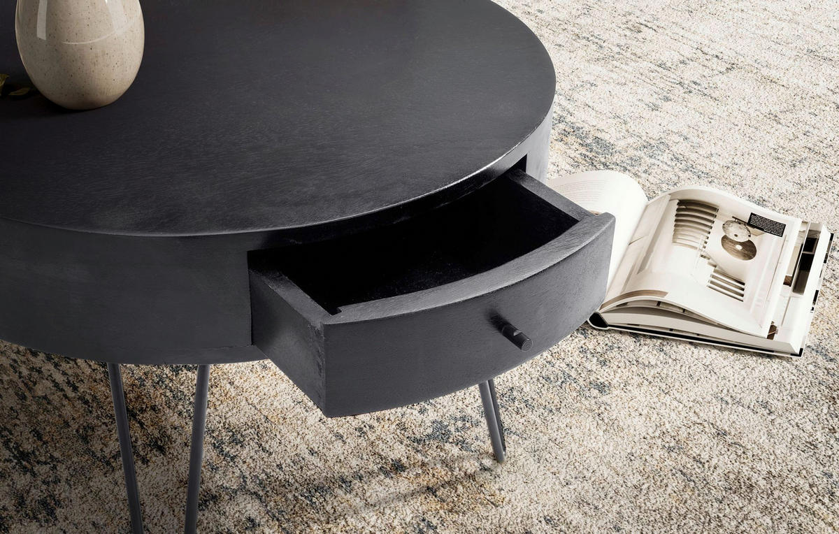 Couchtisch schwarz B/H/T: ca. 60x43x60 cm Couchtisch - schwarz (60,00/43,00/60,00cm) - Wohnling