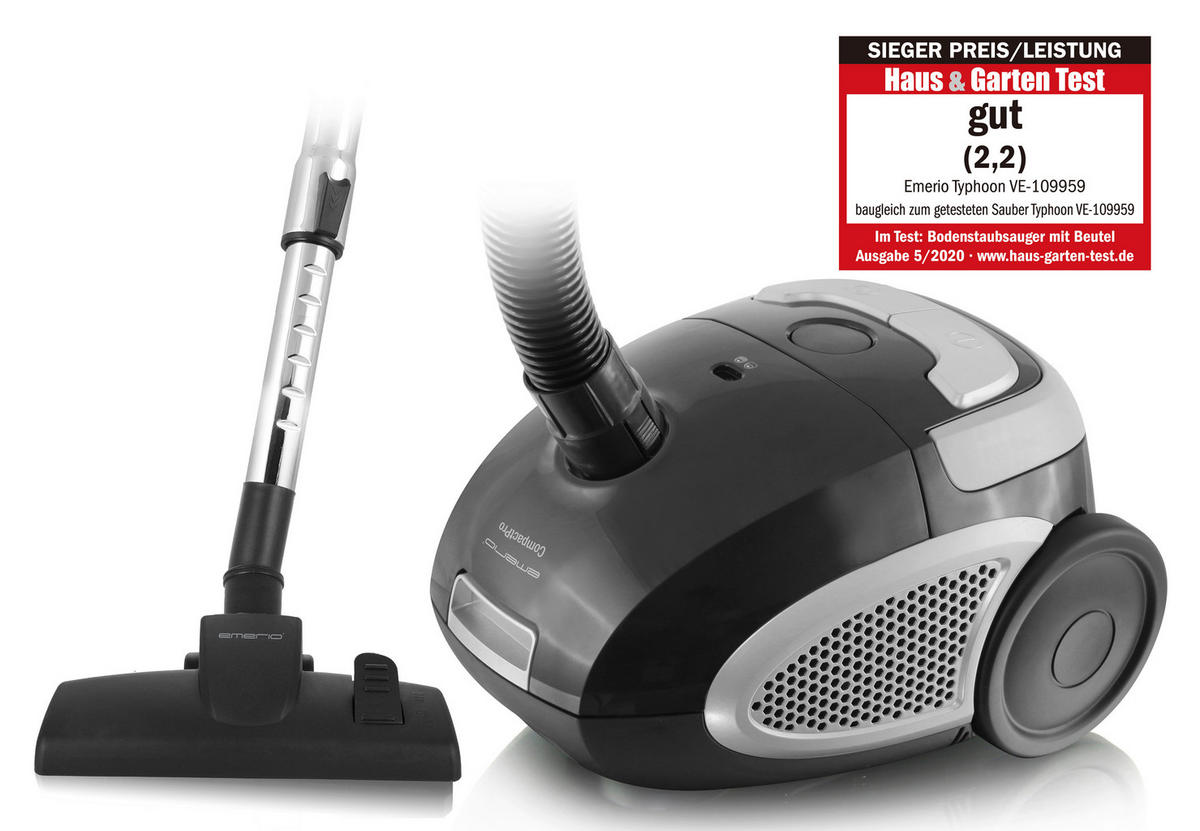 Emerio Bodenstaubsauger VE-109959.14 schwarz grau Kunststoff Metall B/H/L: ca. 25x20x32 cm Bodenstaubsauger VE-109959.14 - schwarz/grau (32,00/25,00/20,00cm) - Emerio