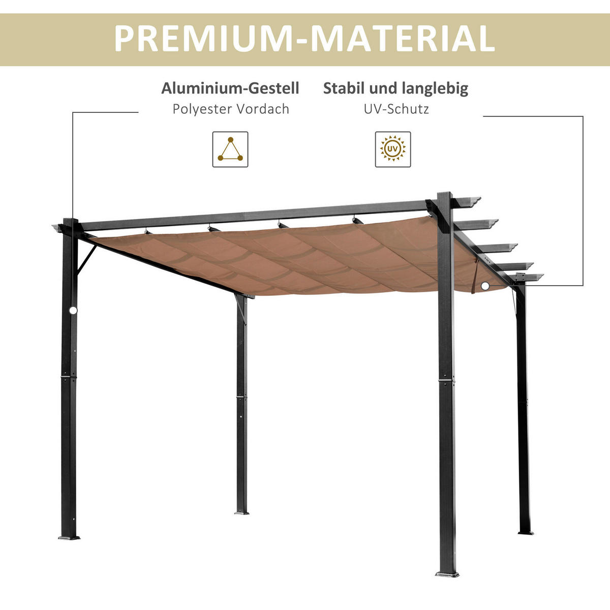 Outsunny Pergola braun Aluminium B/H/L: ca. 400x223x300 cm Pergola - braun/grau (300,00/400,00/223,00cm) - Outsunny