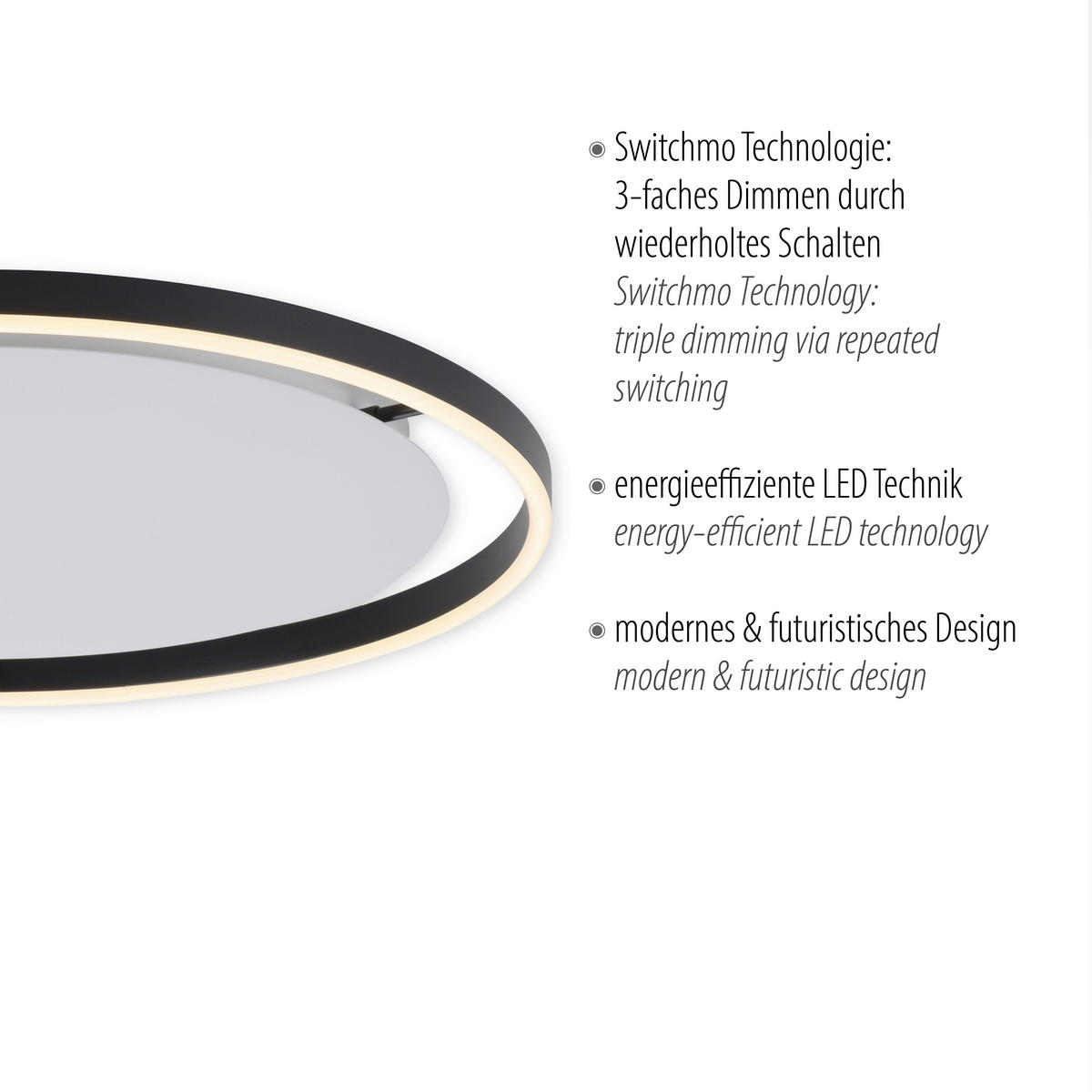 Just Light LED-Deckenleuchte RITUS 15392-13 weiß anthrazit Metall H/D: ca. 5,3x58,5 cm 1 Brennstellen RITUS - weiß/anthrazit (58,50/5,30cm) - Just Light