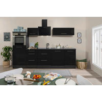 Respekta Küchenblock Amanda schwarz Hochglanz B/H/T: ca. 280x200x60 cm Amanda - schwarz/Edelstahloptik (280,00/200,00/60,00cm) - Respekta