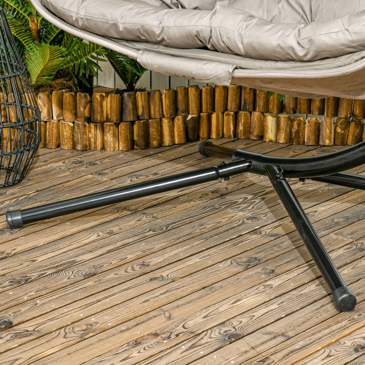 Outsunny Hängesessel mit Sitzkissen sand Polyester B/H/L: ca. 103x172x130 cm Hängesessel_mit_Sitzkissen - sand (130,00/103,00/172,00cm) - Outsunny