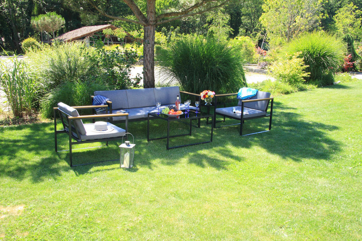 Acamp Loungeset Space anthrazit Stahl Space - anthrazit/teak - Acamp