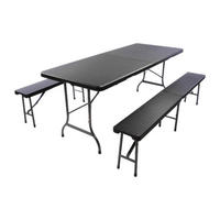 VCM Bierzeltgarnitur schwarz Metall B/H/L: ca. 75x70x180 cm Bierzeltgarnitur - schwarz (180,00/75,00/70,00cm) - VCM