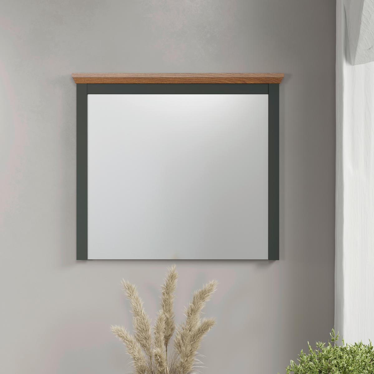 Wandspiegel Stanton tannengrün Eiche Evoke Coast Nachbildung B/H/T: ca. 77x68x6 cm Stanton - Eiche/tannengrün (77,00/68,00/6,00cm)