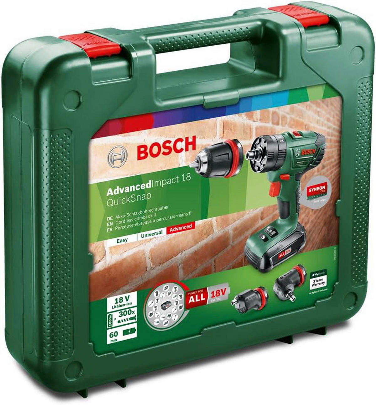 Bosch Akku-SchlagbohrschrauberAdvances Impact 18 QuickSnap 06039A3401 ca. 18 V B/H/L: ca. 38,6x34,1x10,2 cm Advances Impact 18 QuickSnap - schwarz/grün (10,20/38,60/34,10cm) - Bosch